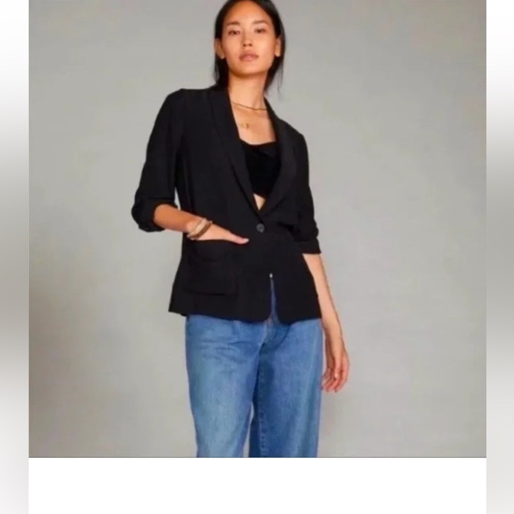 NWT Current Air/ Anthropologie Black Slouchy Blazer Size Large